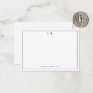 Chic Purple Violet 2 Monogram Name Minimal Border Card