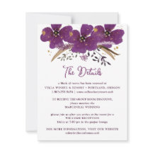 Chic Purple Watercolor Flowers Details Card