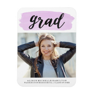 Chic Purple Watercolor Graduation Photo Magnet