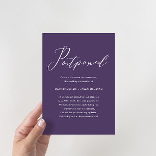 Chic Purple Wedding Postponement Announcement