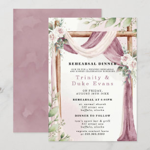 Chic Purple White Canopy Florals Rehearsal Dinner Invitation