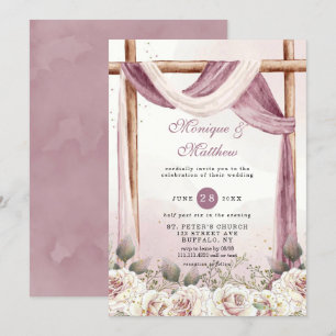 Chic Purple White Canopy Florals Wedding  Invitation