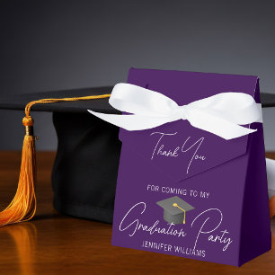 Chic Purple White Graduation Party Thank You Favour Box