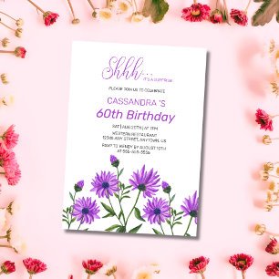 Chic Purple Xeranthemum Floral Surprise Birthday  Invitation