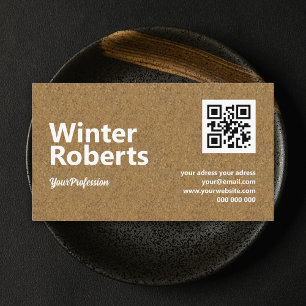 Chic QR code kraft professional business card