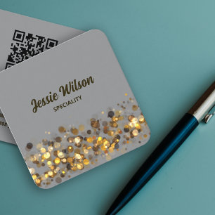 Chic QR Code light glitter bling professional Square Business Card