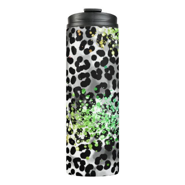 *~* Chic QR Rainbow Glitter Animal Leopard Spots Thermal Tumbler (Front)