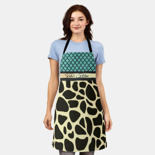 Chic Quatrefoil Giraffe Print Personalised Apron