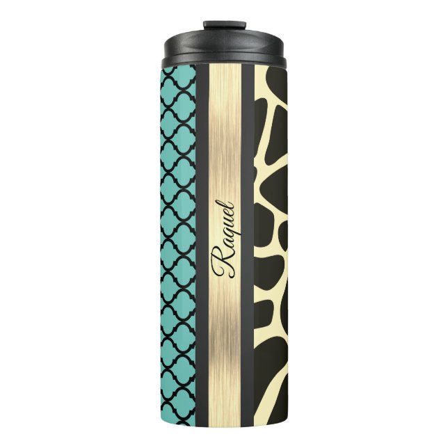 Chic Quatrefoil Giraffe Print        Thermal Tumbler (Front)