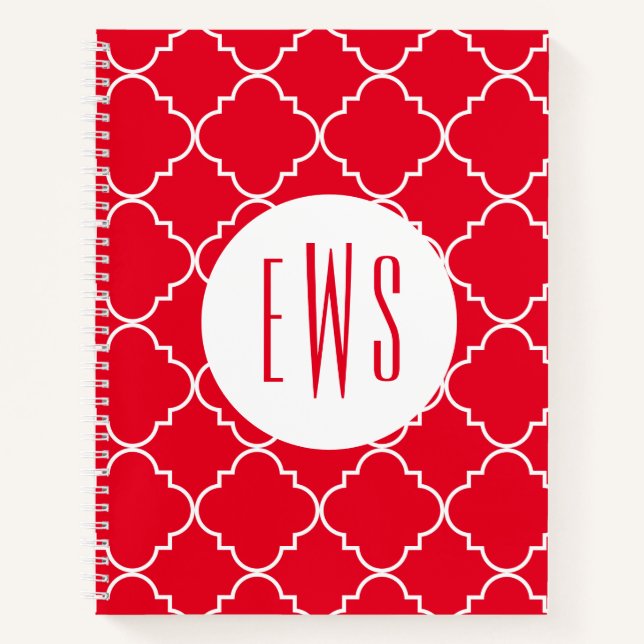 Chic Quatrefoil Monogram Spiral Notebook (Front)