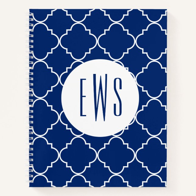 Chic Quatrefoil Monogram Spiral Notebook (Front)