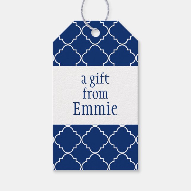 Chic Quatrefoil Personalised Gift Tags (Front)