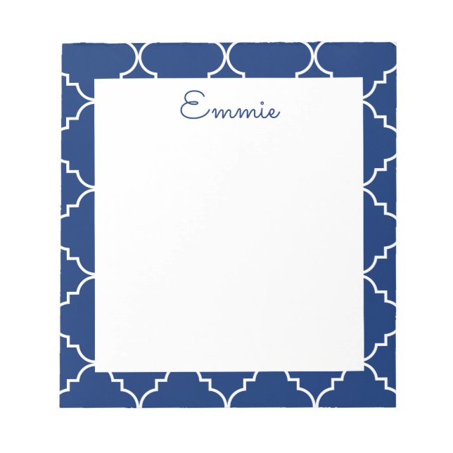 Chic Quatrefoil Personalised Notepad (Front)