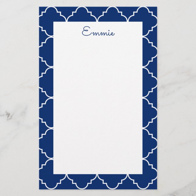 Chic Quatrefoil Personalised Stationery (Front)