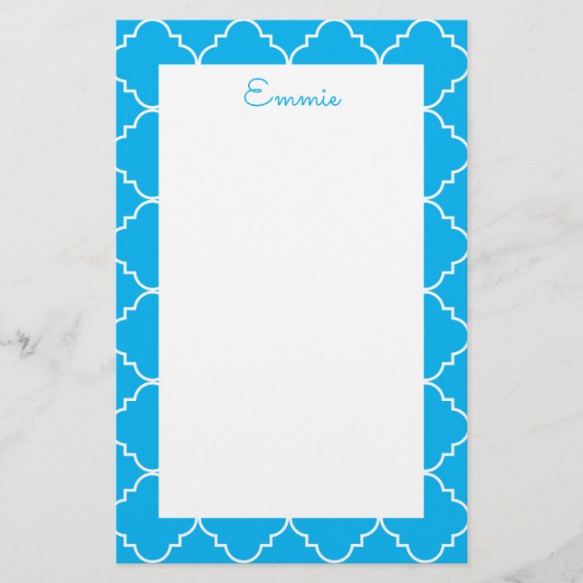 Chic Quatrefoil Personalised Stationery (Front)