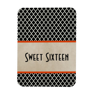 Chic Quatrefoil Sweet 16 Magnet, Orange Magnet