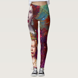 Chic Queen Elizabeth II Royal Magenta and Green Leggings