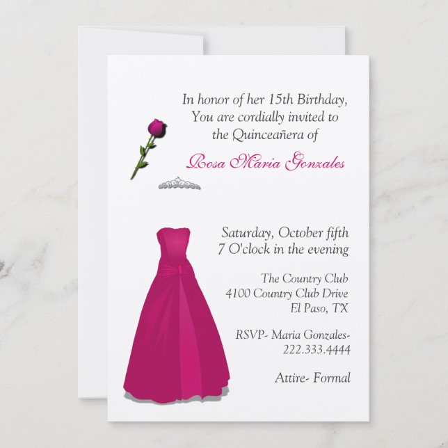 Chic Quinceañera Invitation (Front)