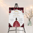 Chic Quinceañera Rich Burgundy Red Floral Princess