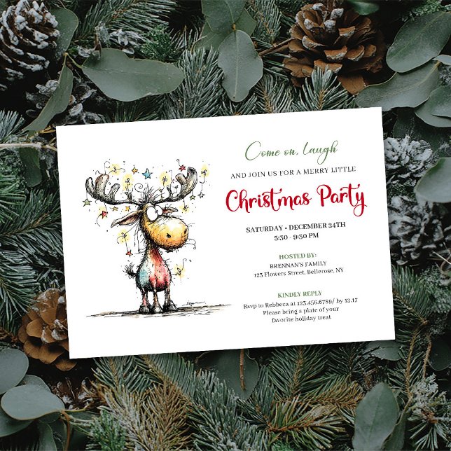 Chic Quirky Reindeer Festive Party Invitation (Chic Quirky Reindeer Festive Party Invitation)