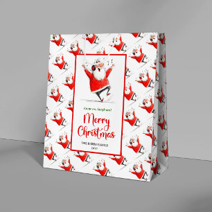 Chic quirky Santa Claus modern holiday gift bag