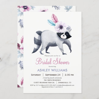 Chic Racoon Bridal Shower Invitation