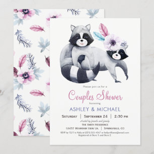Chic Racoon Couples Shower Invitation