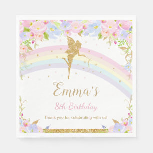 Chic Rainbow Fairy Girl Birthday Baby Shower Napkin