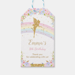 Chic Rainbow Fairy Girl Birthday Thank You Favour  Gift Tags