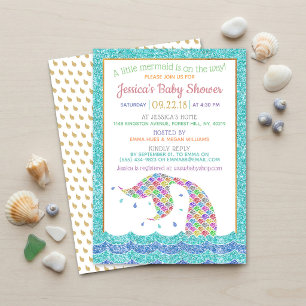 Chic Rainbow Glitter Mermaid Baby Shower Invitation