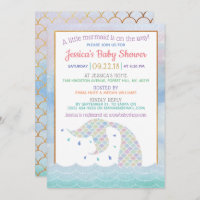 Chic Rainbow Watercolor Mermaid Baby Shower
