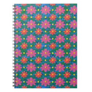 Chic Rangoli Flowers and Polka Dot Spiral Notebook
