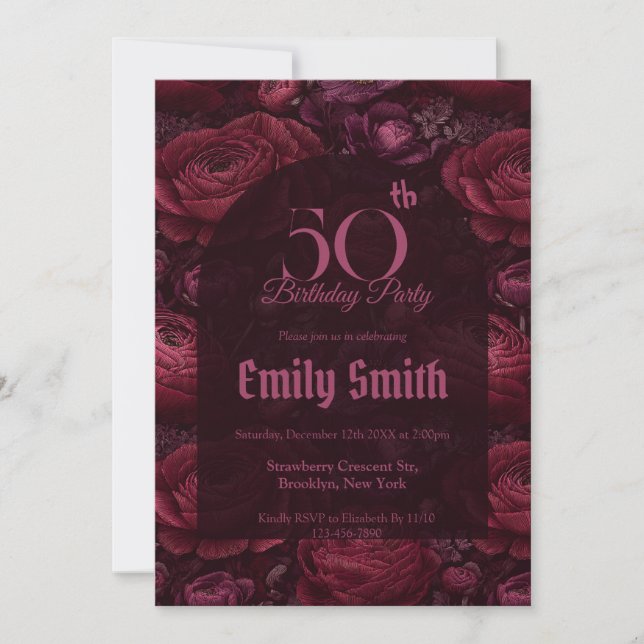 Chic Ranunculus Fantasy 15Th Birthday Party Invitation (Front)