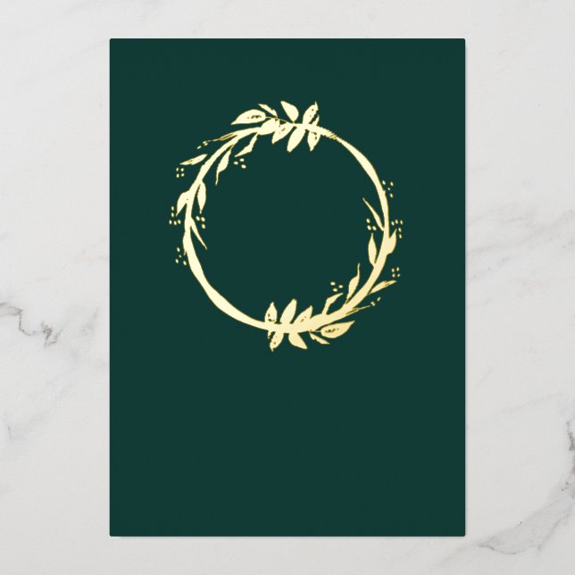 Chic Real Gold Foil Foliage Emerald Green Wedding (Front)