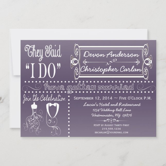 Chic Reception Only Chalkboard Invitation (Front)