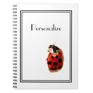 Chic Red and Black Spotted Ladybug With Name Notebook