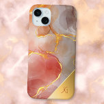 Chic Red and Gold Agate Monogram<br><div class="desc">Elegant and chic design featuring shades of red and grey agate texture with gold veins. Also features corner gold gradient element for your monogram.</div>