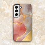 Chic Red and Gold Agate Monogram Samsung Galaxy Case<br><div class="desc">Elegant and chic design featuring shades of red and grey agate texture with gold veins. Also features corner gold gradient element for your monogram.</div>