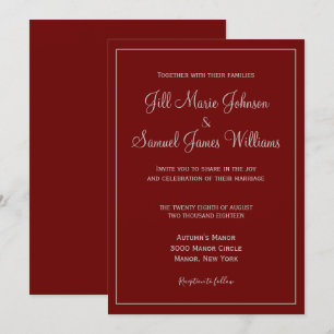 Chic Red and Grey Wedding Invitation