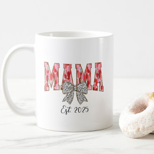 Chic Red and Pink Coquette Bow Mama Coffee Mug