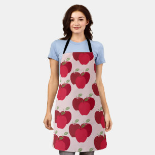 Chic Red Apple Pattern Modern Elegant Cooking Apron