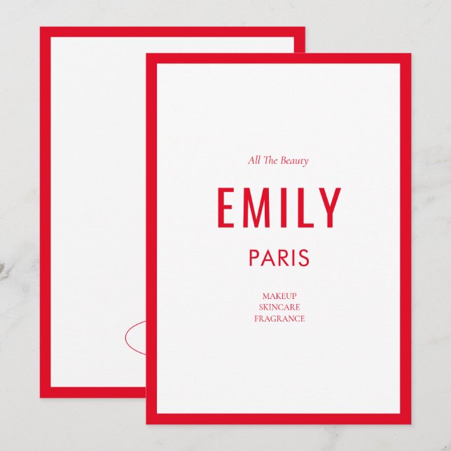 Chic Red Beauty / Fashion Brand Business Note Card (Front/Back)