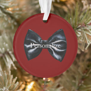 Chic Red Black Bow Tie Personalized Ornament
