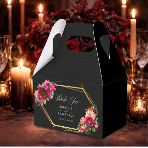 Chic red black floral wedding favour box