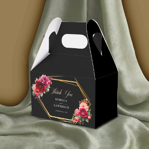 Chic red black floral wedding favour box
