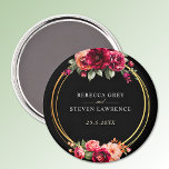 Chic red black floral wedding magnet<br><div class="desc">Elegant chic dark red burgundy and black wedding magnet with beautiful flowers and green leaves. An enchanting fusion of elegance and gothic charm. These beautiful invitations are in rich black and red hues. The calligraphy is elegant and chic and can be easily customised. Romantic and modern floral wedding invitations with...</div>