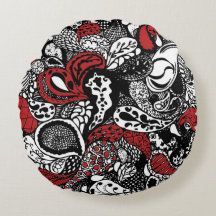 Chic Red & Black Paisley Pillow