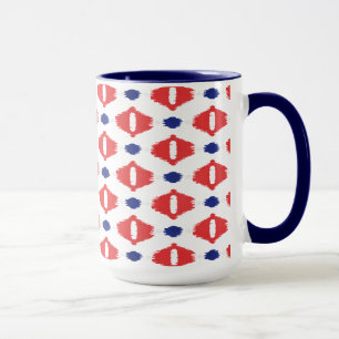 Chic red blue white ikat tribal patterns mug