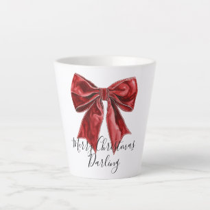 Chic Red Bow Personalised Christmas Latte Mug