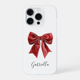Chic Red Bow Personalised iPhone 16 Pro Case